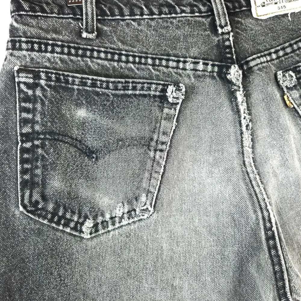 Vintage 90s Levis 545 Orange Tab Jeans Mens 38x28 Black USA Saddle Distressed
